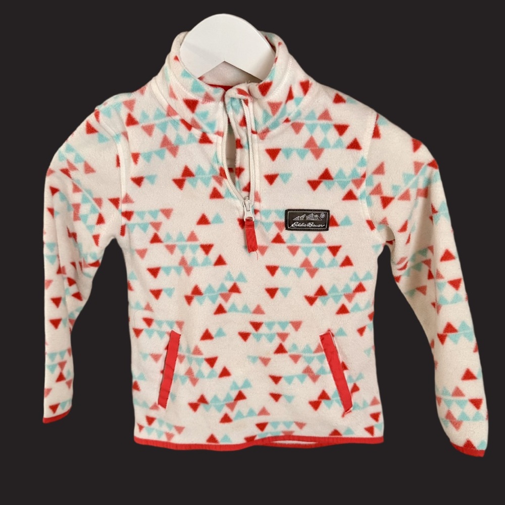Eddie Bauer Kids Fleece Pullover with Red and Blue Triangles